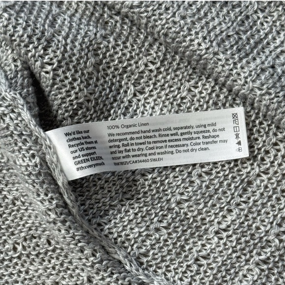 Eileen Fisher Cardigan Open Front Sweater Organic Linen Heather Grey Lightweight - Picture 11 of 16